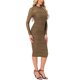 thumbnail image 4 of Vestido de malla INSPIRE CHIC para mujer con cuello simulado, manga larga, fruncido, cóctel, ajustado, talla L, color camello, 4 of 6