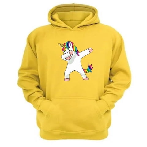 Genérico - Polerón Canguro Unicornio Amarillo Talla Xs Unisex