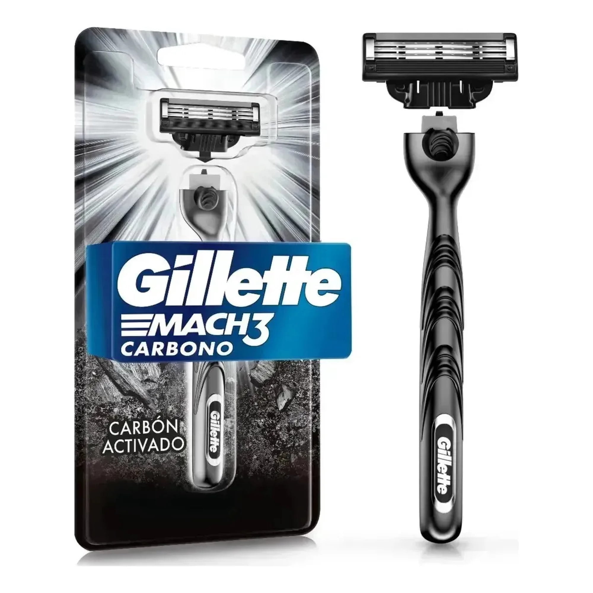 Máquina De Afeitar Mach3 Carbono Con Carbón Activado 1 Un Gillette