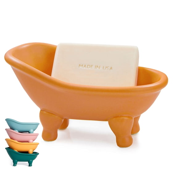 Jabonera de cerámica naranja dodococa 14 cm estilo bañera de patas de garra