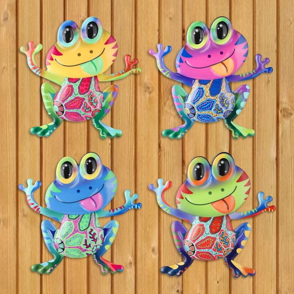 Arte de Pared Junware – Decoración de Ranas, Juego de 4 Esculturas de Metal