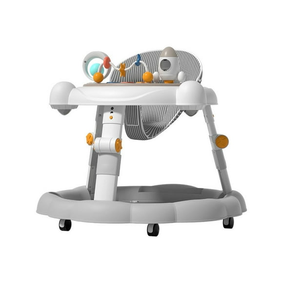 Andador Plegable Ajustable con Juguete, Pisador y Música gris