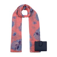 Kubayoff - Carven - Pack Bufanda Omani Coral + Billetera Briana Azul