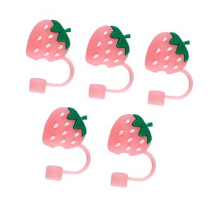 Bothyi - 5Pcs Cubierta De Paja Linda Fresa Múltiple Con Forma De Senderismo Para El Hogar Picnic Rosa