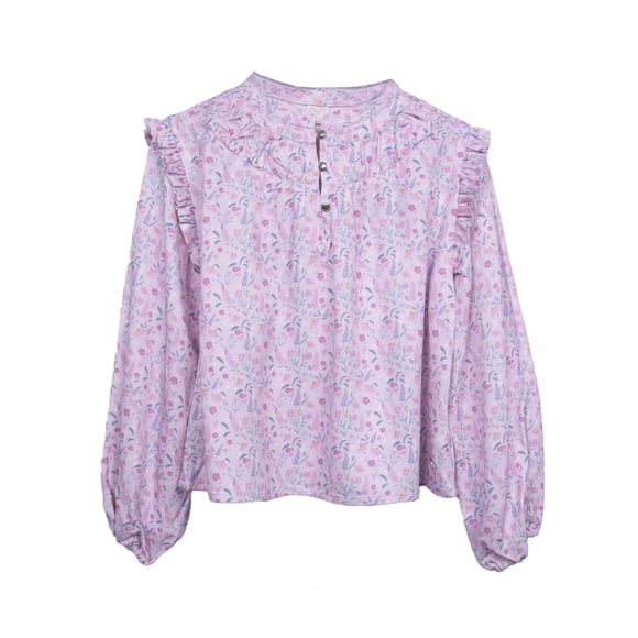 Blusa Niña Manga Larga Floreada Palo Rosa