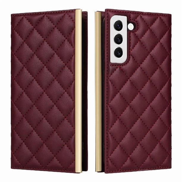 Funda Tipo Cartera Acolchada con Correa para Samsung Galaxy S22 5GRojo