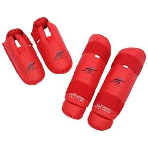 Genérico - Espinilleras Protector De Empeine Protector De Pierna Protector De Pie Taekwondo Boxing M Rojo
