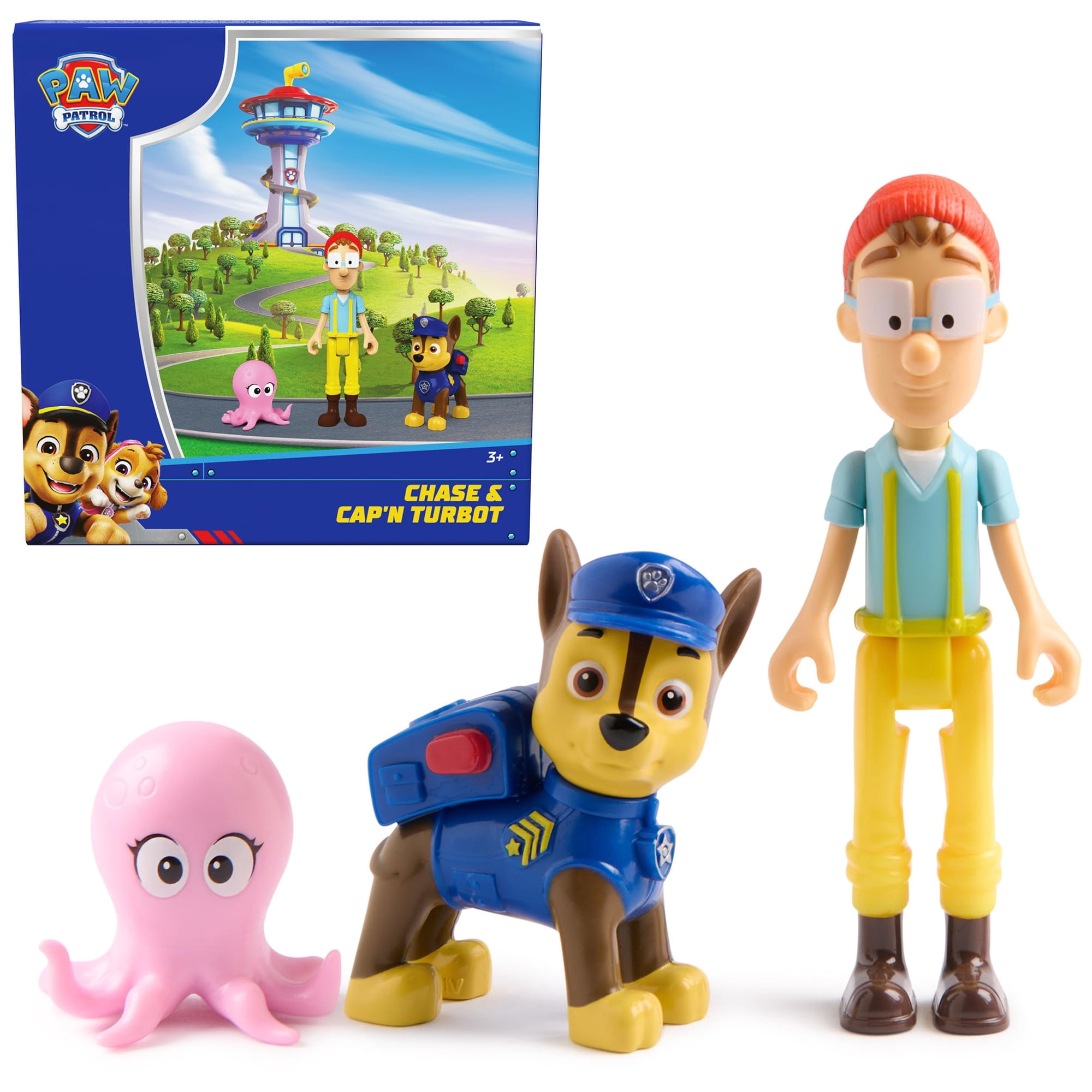 Figuras De Juguete Paw Patrol Chase Y Captain Turbot, Paquete De 3