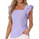 thumbnail image 1 of INSPIRE CHIC Blusas de Cuadros para Mujer de Regreso a Clases Cuello Cuadrado con Volantes Mangas Cortas de Verano Blusa Púrpura L, 1 of 6