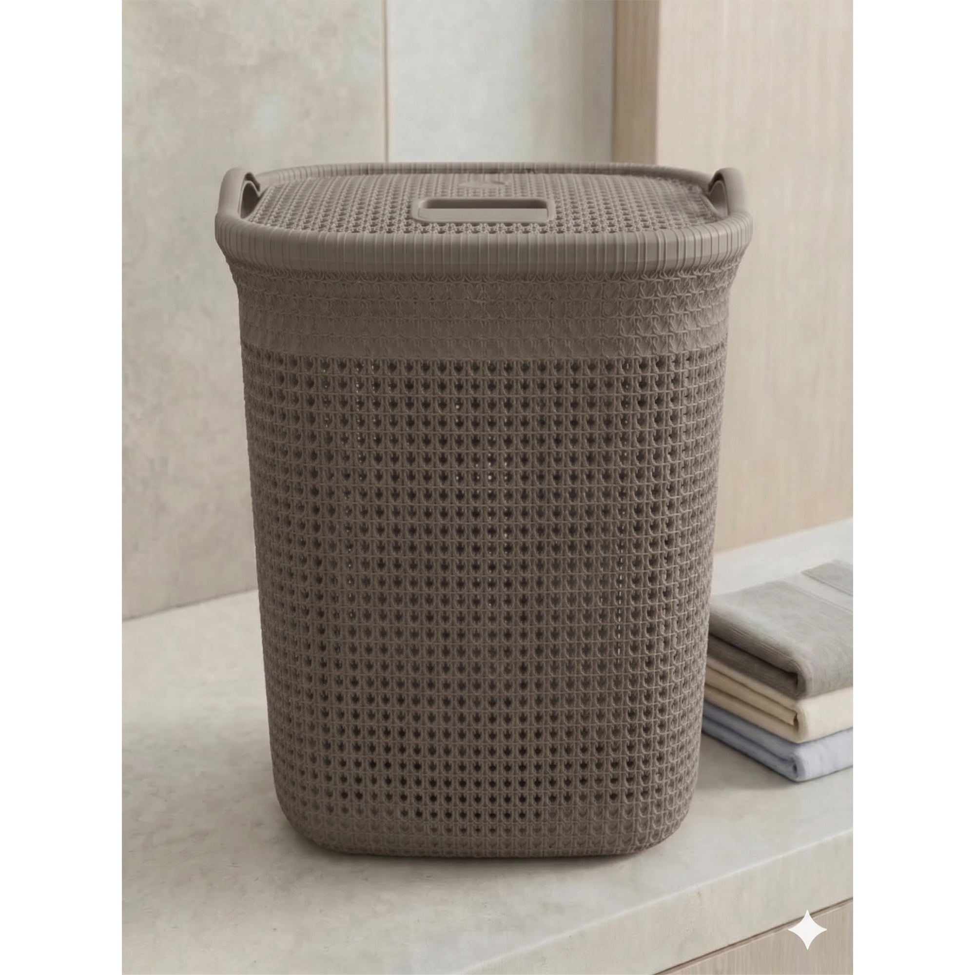 Cesto Canasto Para Ropa 60 Litros Con Tapa Modelo Khipu Marca Reyplast