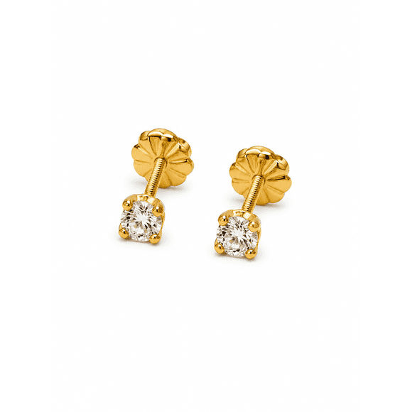 Aros Chispas Circón 5mm No1 Oro 18k 1gr Regalo Mujer