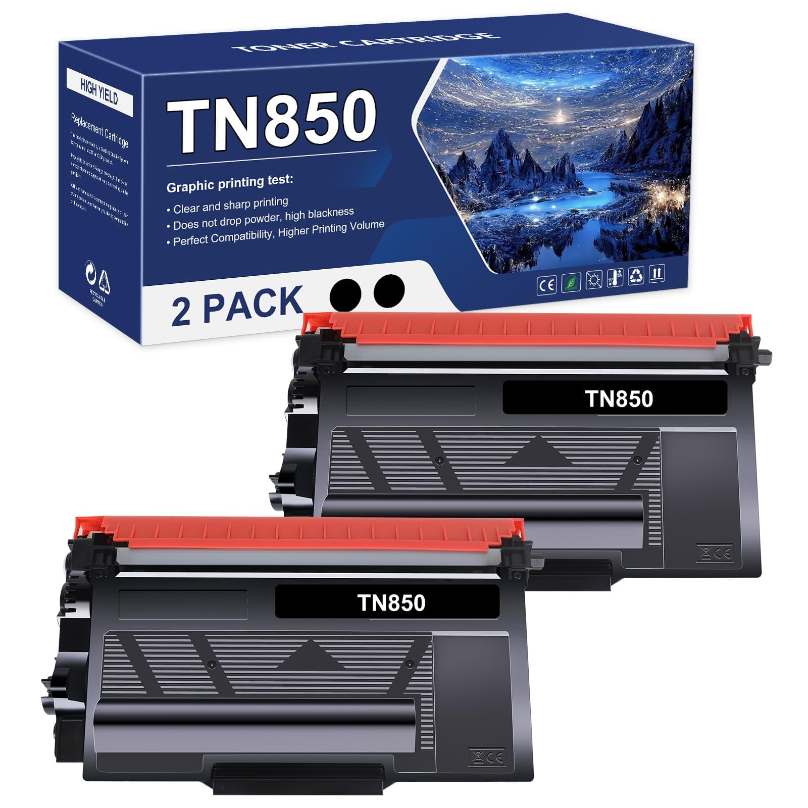 Cartucho De Tóner Toner Bank Tn-850 Tn-820 De Alto Rendimiento, Paquete De 2