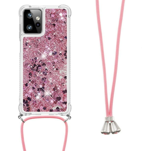 Funda FOXDOCK para Motorola Moto G Power 2023 con Cuerda Ajustable, Brillo Líquido, Protección Antigolpes y Lente – Ideal para Regalo