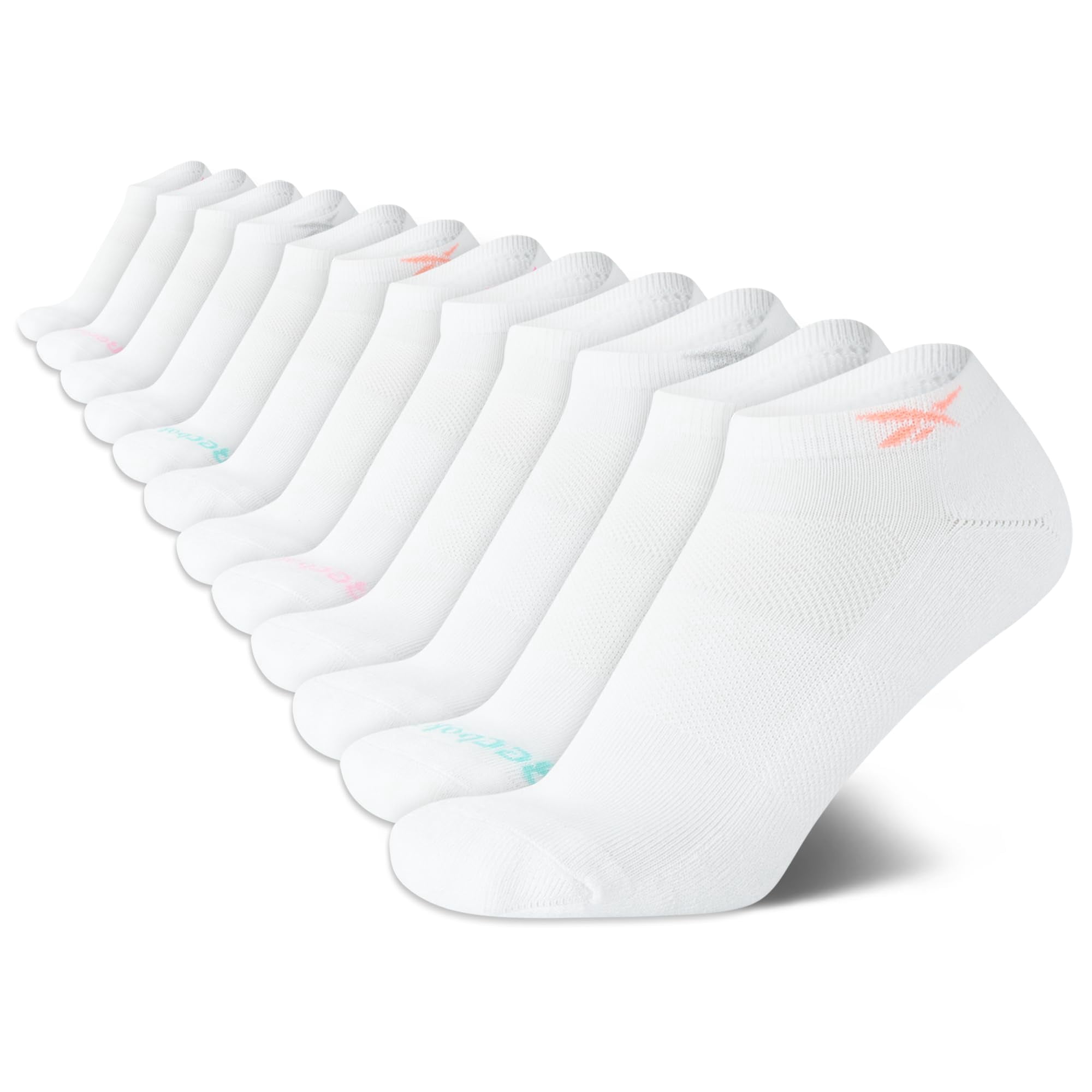 Calcetines Reebok Para Mujer, Corte Bajo, 12 Unidades, Color Blanco, Tallas 4-10
