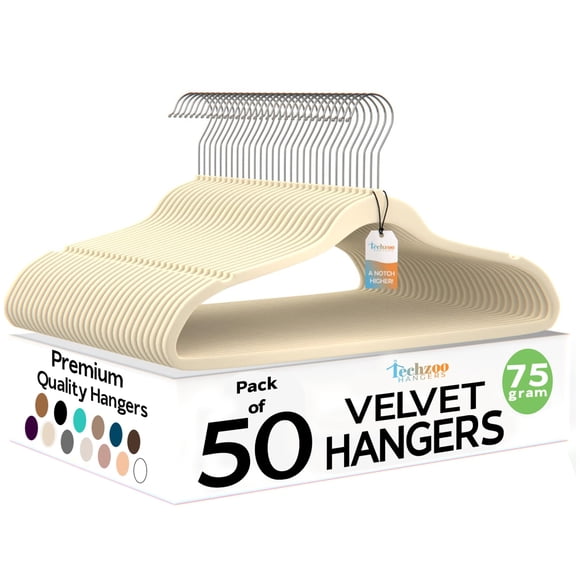 Velvet Hangers Juego De 50 Unidades De Alta Calidad Color Marfil