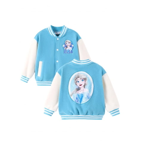 Chaqueta Disney Frozen Elsa, Forro Polar Para Niña, Modelo Varsity 4-5T