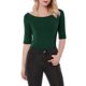 thumbnail image 5 of INSPIRE CHIC Camisetas de Mujer para Regreso a Clases con Cuello de Barco, Mangas Medias, Ajustadas, para Capas, Camiseta Suave XS Verde Oliva, 5 of 8
