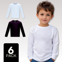Mas Clothing - Pack 6 Camiseta Algodón Manga Larga Primera Capa Niño Polera Blanco Y Negro