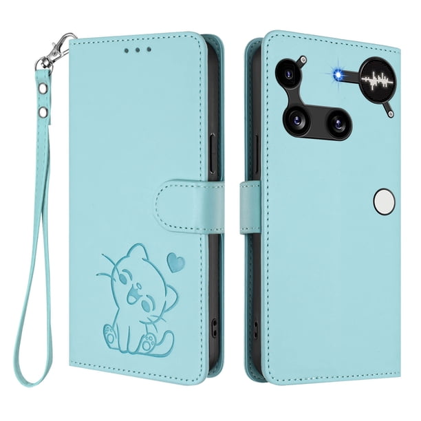 Funda de Gato tipo Libro para Nothing Phone 3, Verde Claro