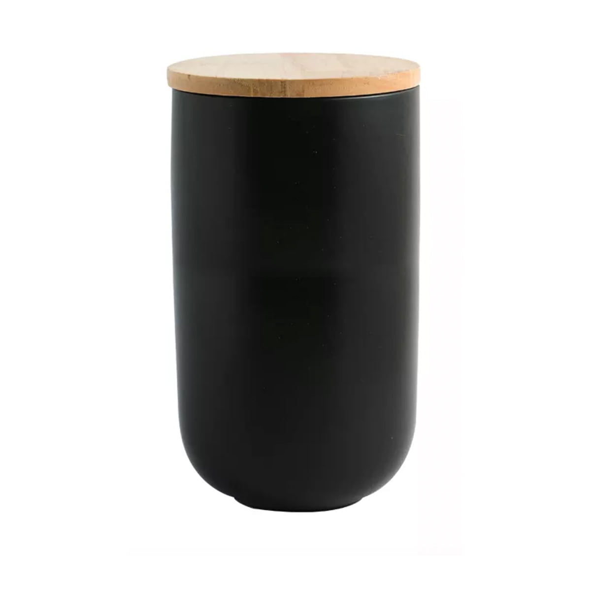 Contenedor De Cerámica Hermético Tapa Madera L Negro Simplit