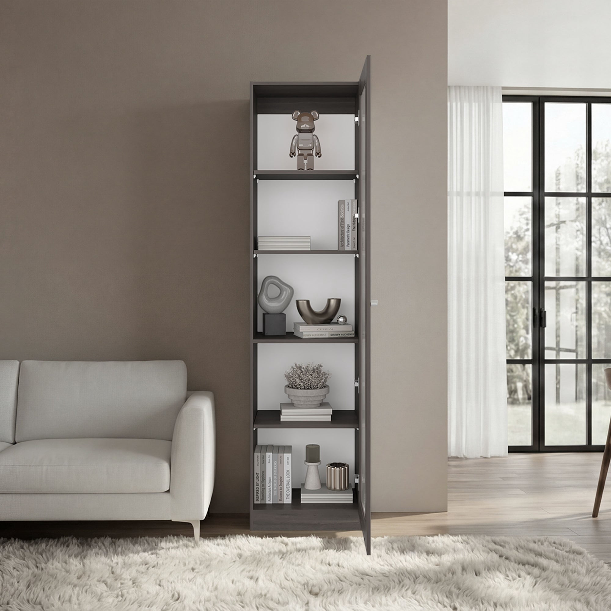 Tuhome - Estante Vitrina 1 Puerta Home-e6 Milan Y Blanco 180,6x45,0x31,3 Cm