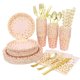 thumbnail image 2 of 200 Unids Conjunto De Vajillas Desechables Placas De Fiesta Tazas Tazas Servilletas Party Supplies Pink, 2 of 5