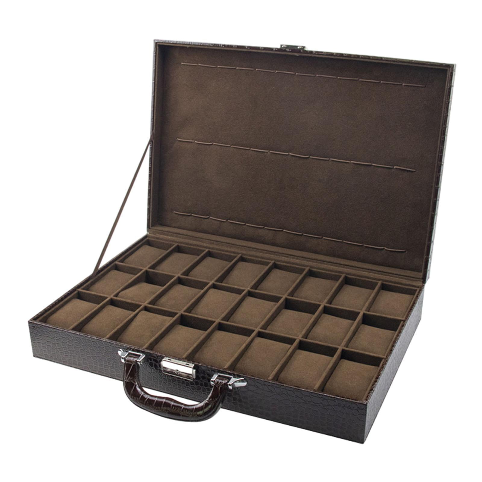 Magideal - Caja De Reloj Con 24 Ranuras, Organizador De Caja De Reloj, Caja De Almacenamiento De Exhibición De Reloj De Cuero Pu Con Almohadas Para Reloj, Regalo
