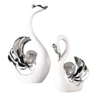 Magideal - 2 Figuras De Cisne Para Decoración De Sala De Estar, Manualidades, Amantes De , Para Centro De Mesa, Estantería, Decoración, Regalo De Inaug Blanco