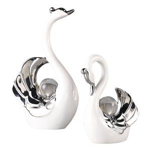Magideal - 2 Figuras De Cisne Para Decoración De Sala De Estar, Manualidades, Amantes De , Para Centro De Mesa, Estantería, Decoración, Regalo De Inaug Blanco