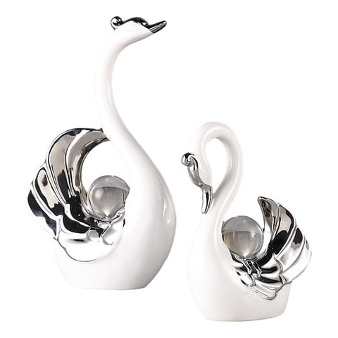 Magideal - 2 Figuras De Cisne Para Decoración De Sala De Estar, Manualidades, Amantes De , Para Centro De Mesa, Estantería, Decoración, Regalo De Inaug Blanco