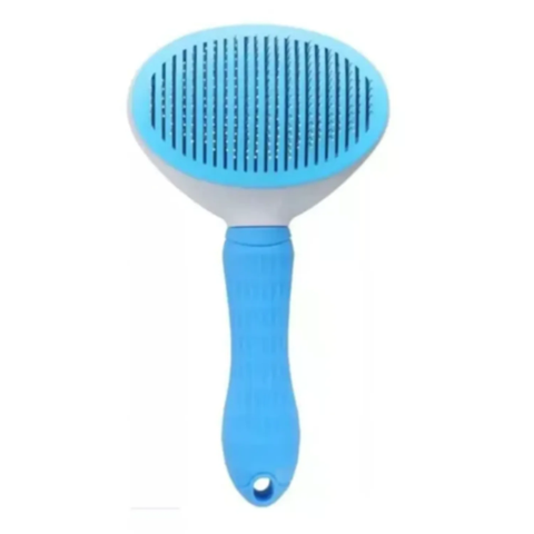 Genérico - Cepillo Para Perros Y Gatos Con Expulsador De Pelo Celeste