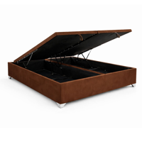 Base Cama Baúl 2 Plazas Felpa Café Lore | Diseño Premium + Gran Almacenaje