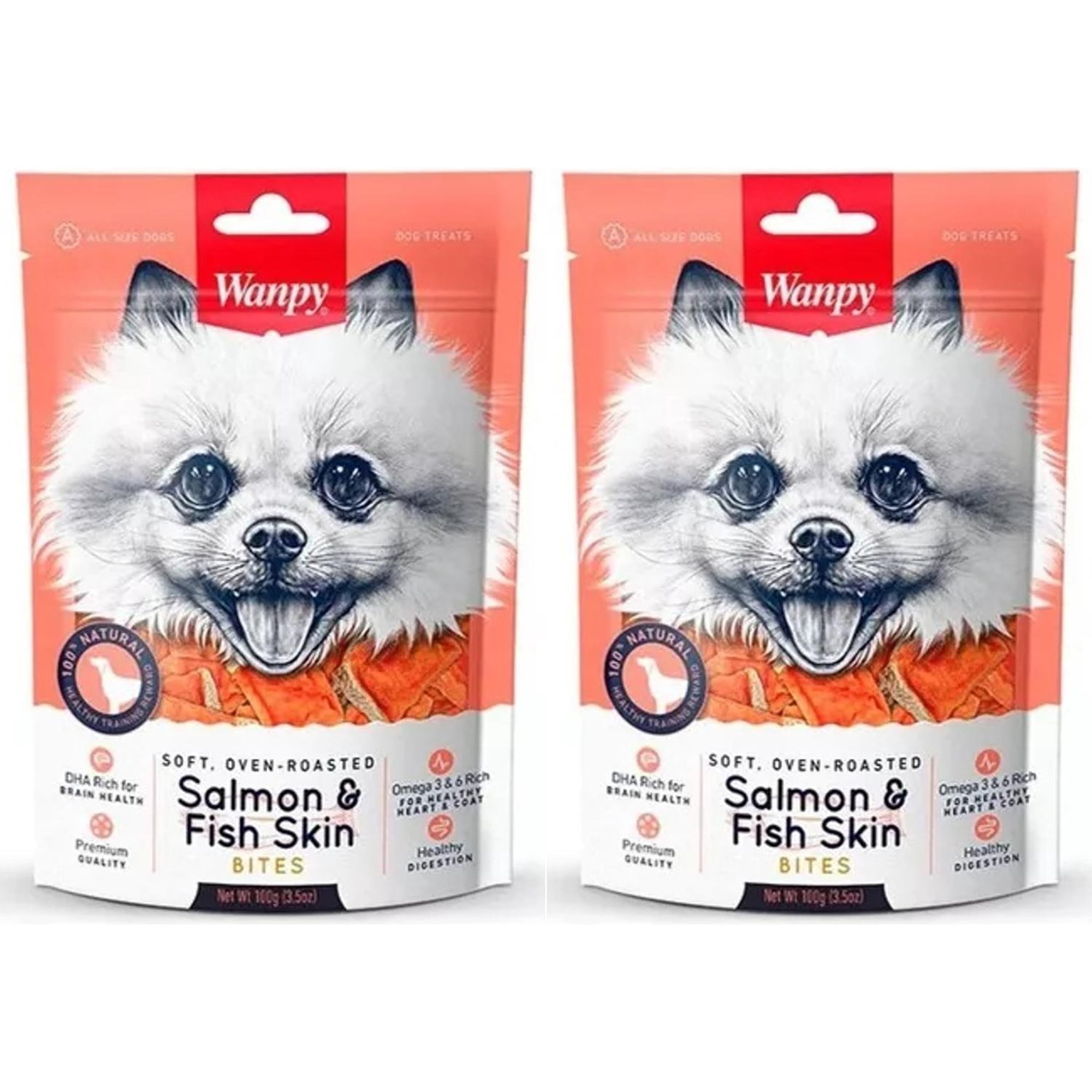 Pack X2 Snack Para Perros Wanpy Bocados De Salmón 100g C/u coral