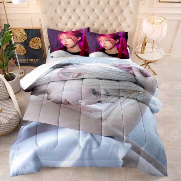 Girls With Red And White Hair Quilt Duvet Cover Set Pillow case Print3-Piece Bedding Set (1 Duvet Cover + 2 Pillow Shams)