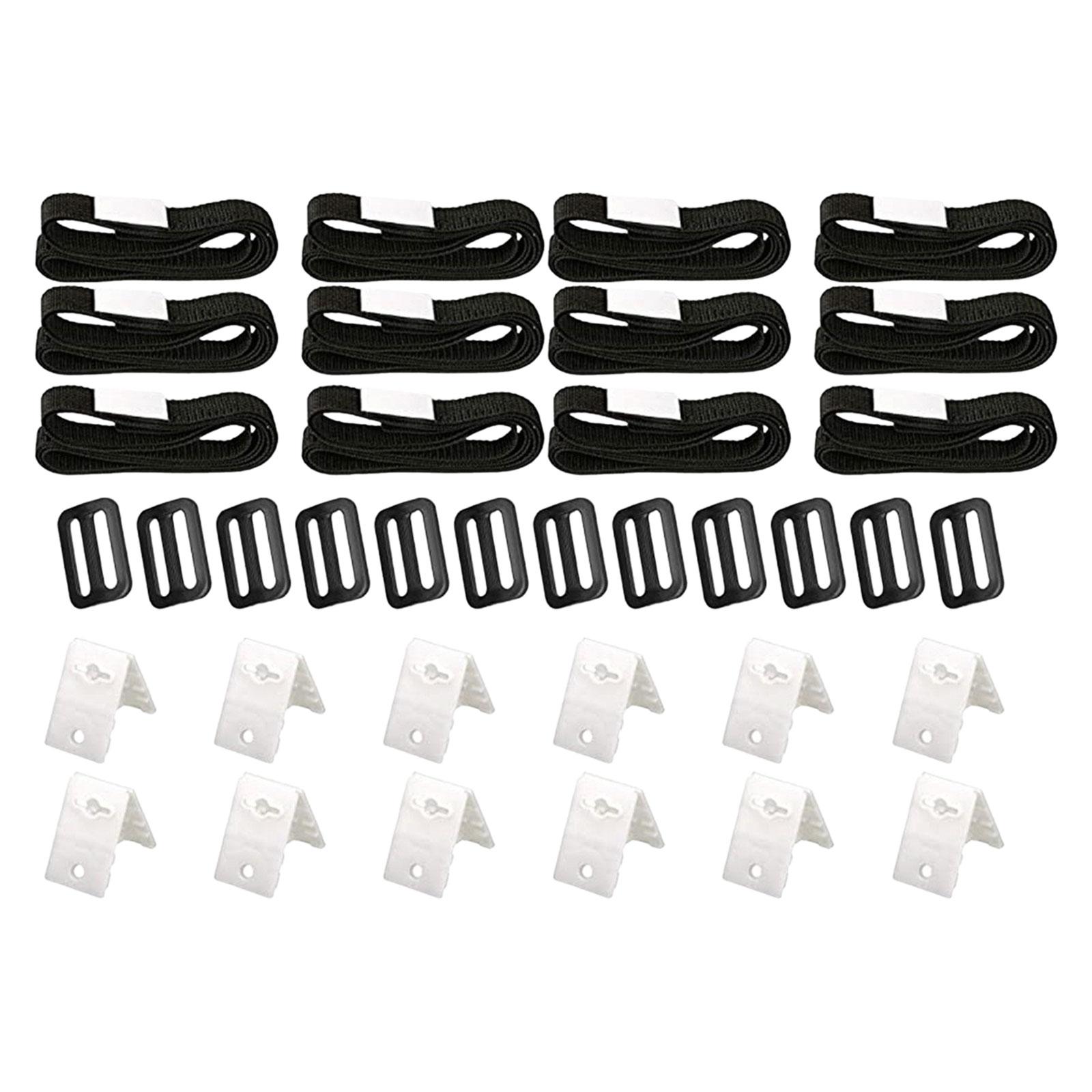 Magideal - Kit De Fijación De Rodillos De Cubierta Solar, Correa De Nailon Resistente Al Desgaste, Correas Y Clips De Cubierta De Rodillo Fáciles De Instalar Par 12 Juegos