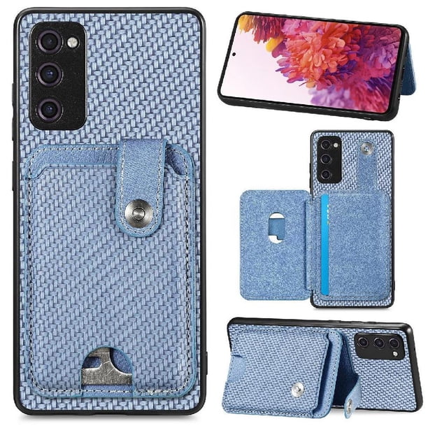 Funda Billetera Tejida para Samsung Galaxy S20 FE con Soporte y Tarjetero Azul