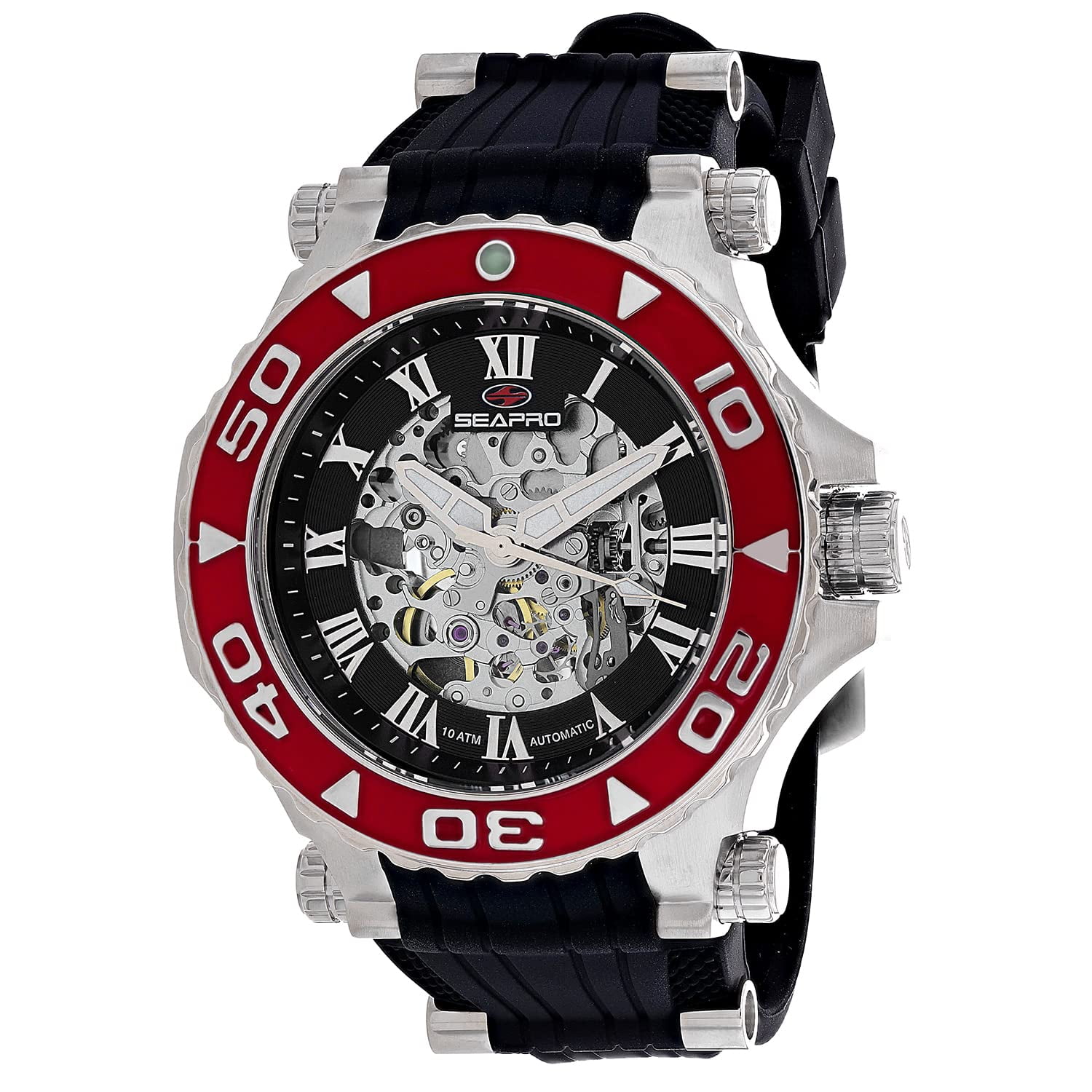 Reloj Seapro Seaway Para Hombre, Caja De Acero Inoxidable Y Correa De Caucho