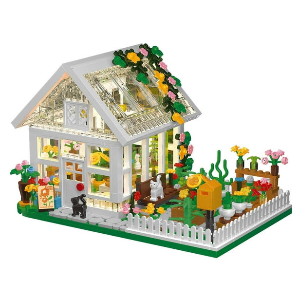 Miniset De Construcción De Casas De Flores Con Led Juguete De Bloques De Construcción Para Invernaderos Con Vista A La Ciudad Regalo De Halloween Y Navidad Para Amigos O Niñas De 8 A 12 Años