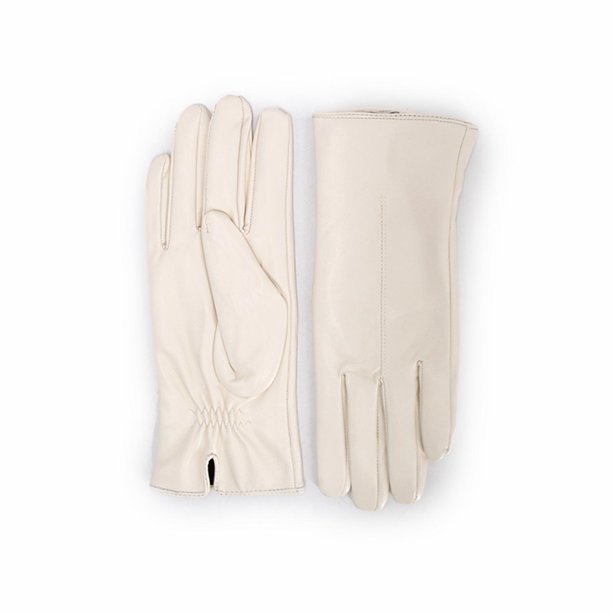 Guantes Mujer De Cuerina Básicos Invierno Elegantes Suaves crema Talla Única
