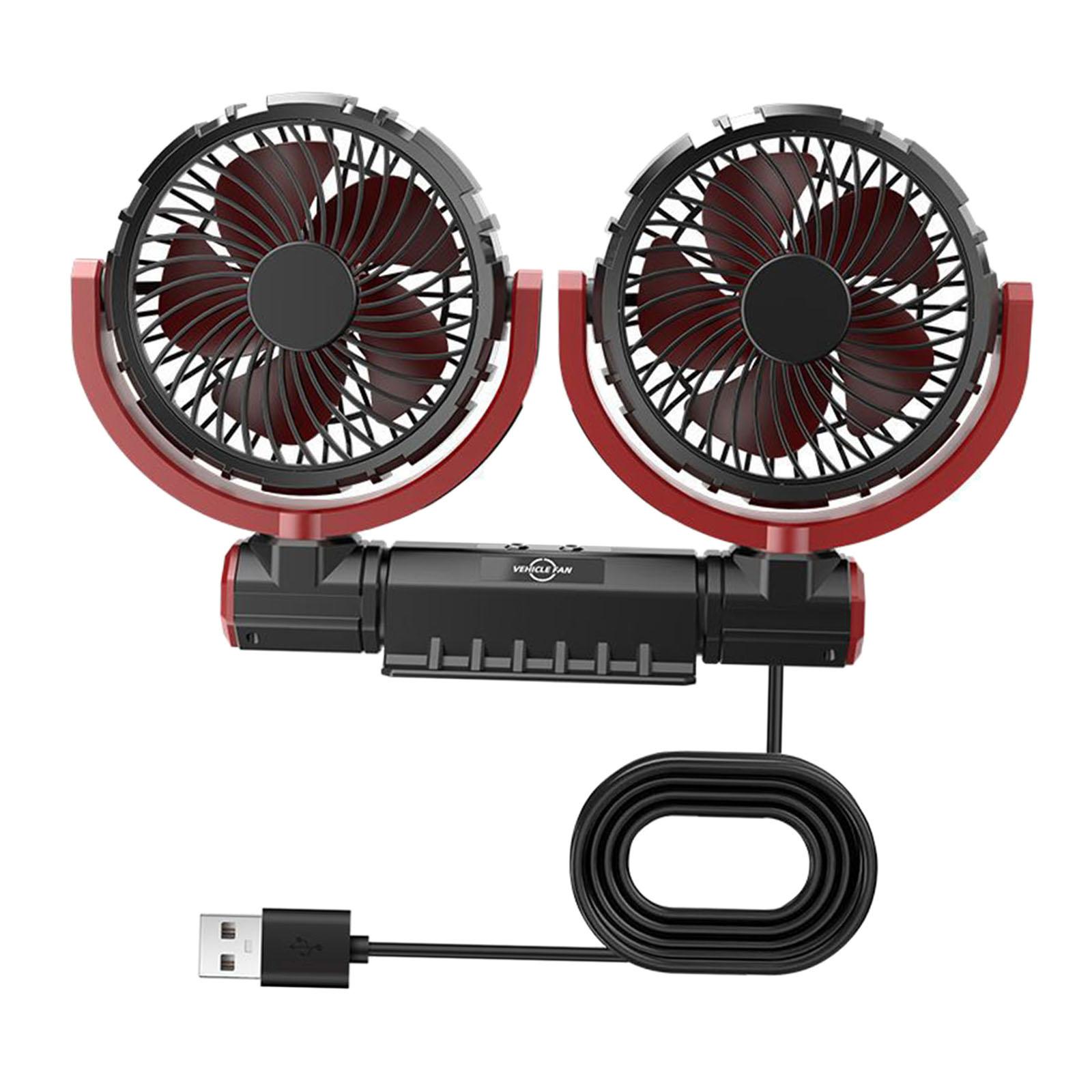 Ioensy - Ventilador De Coche, Ventilador De Refrigeración Portátil De Doble Cabezal De 3 Velocidades Para Vehículo Suv
