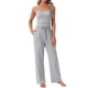 thumbnail image 2 of INSPIRE CHIC Conjunto de pijama de punto de jersey para mujer, cami ajustable y pantalones de pierna ancha con bolsillos XS Gris, 2 of 6