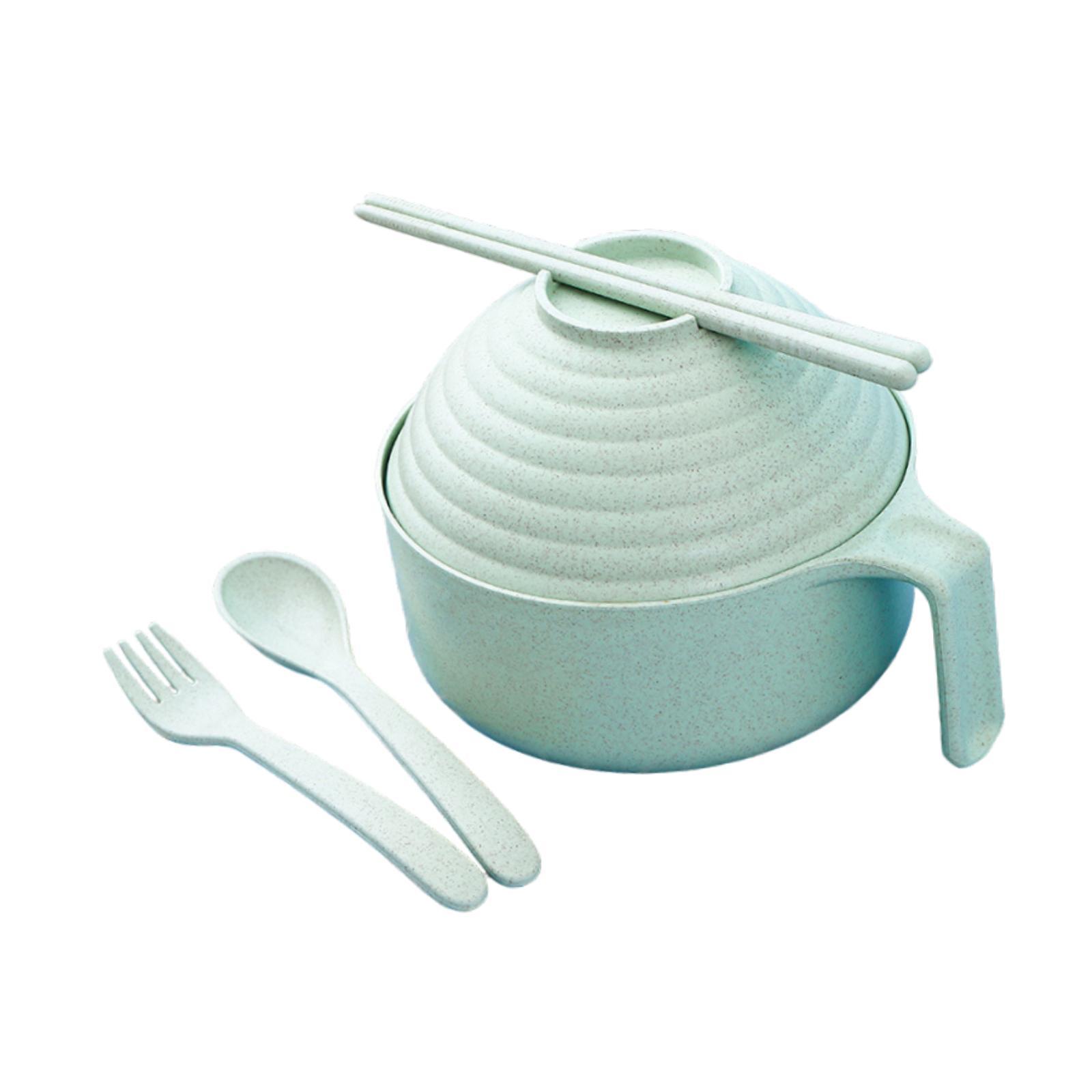 Bothyi - Cuenco Para Ramen Con Tapa, Práctico Cuenco Para Comida Para El Hogar, Para Acampar Al Aire Libre, Para El Comedor, Color Verde