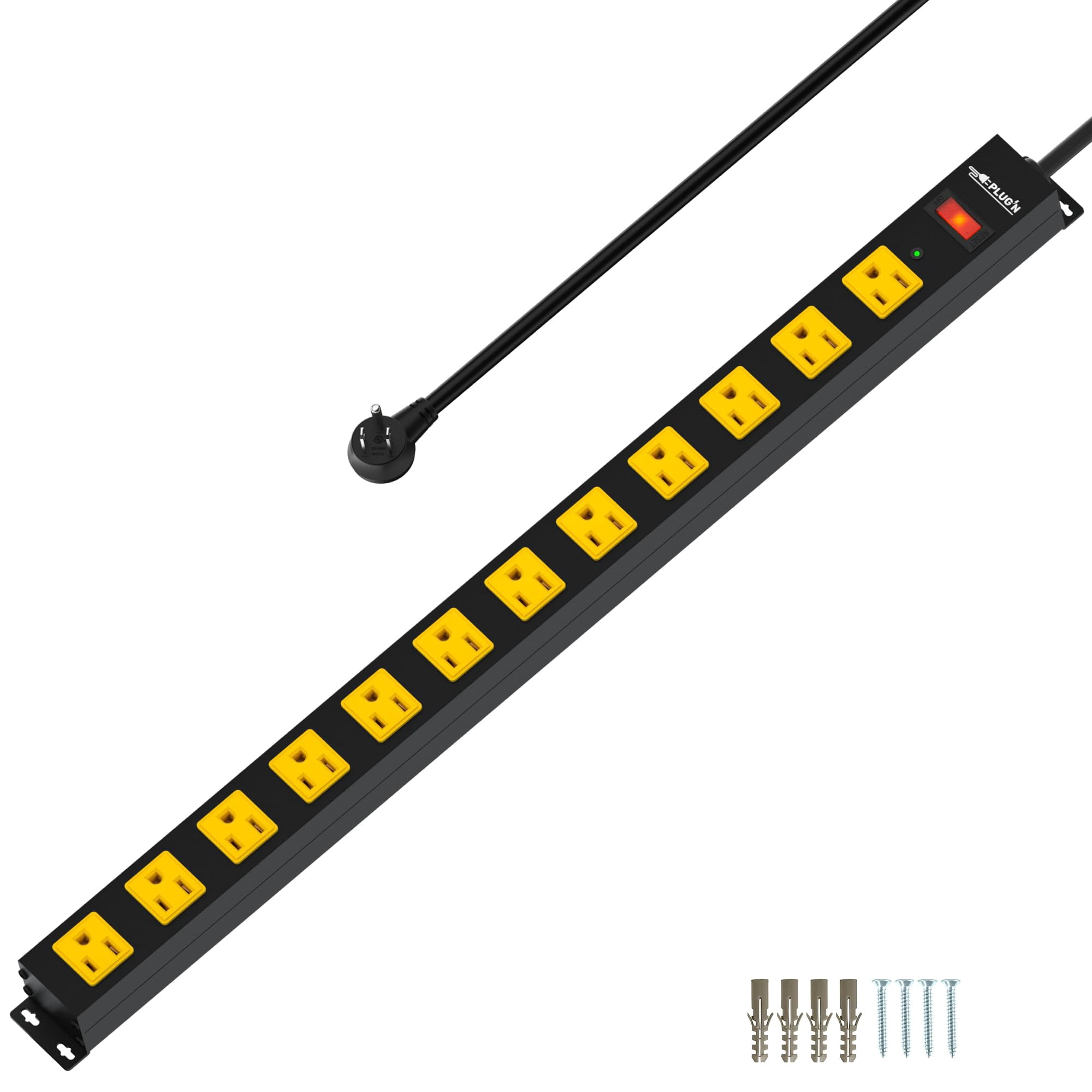 Plug'n - Enchufe Power Strip De 12 Salidas, 2100 Julios Con Cable De 6 Pies