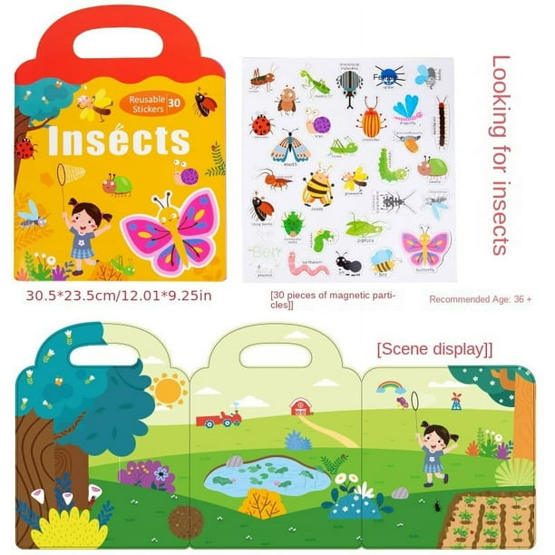 Portable Cartoon Magnetic Stickers, Toddlers Children Repeated Stickers, Enlightenment Early Education Puzzle Books