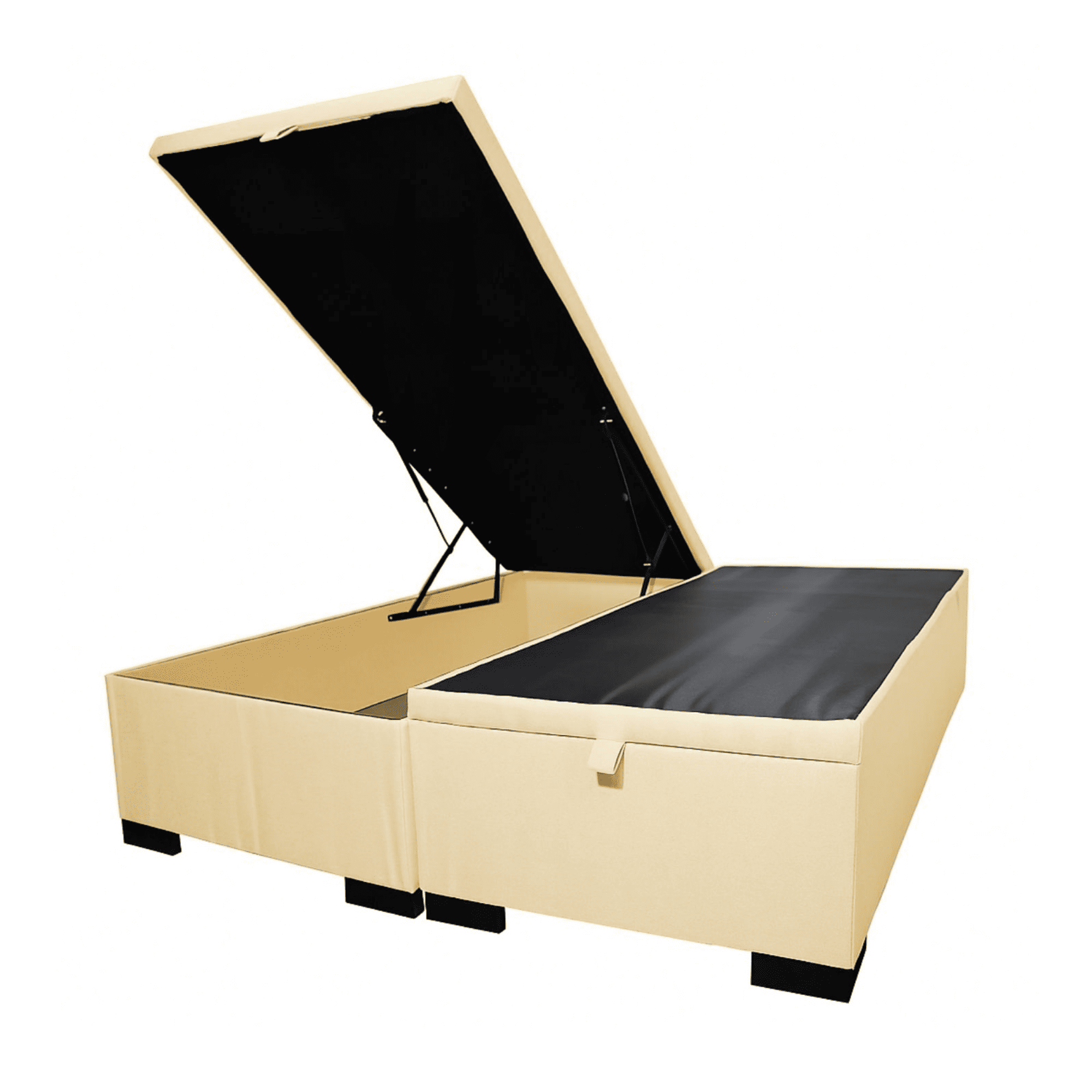 Mueblart - Base De Cama Baúl 2 Plazas Felpa Café Con Mecanismo