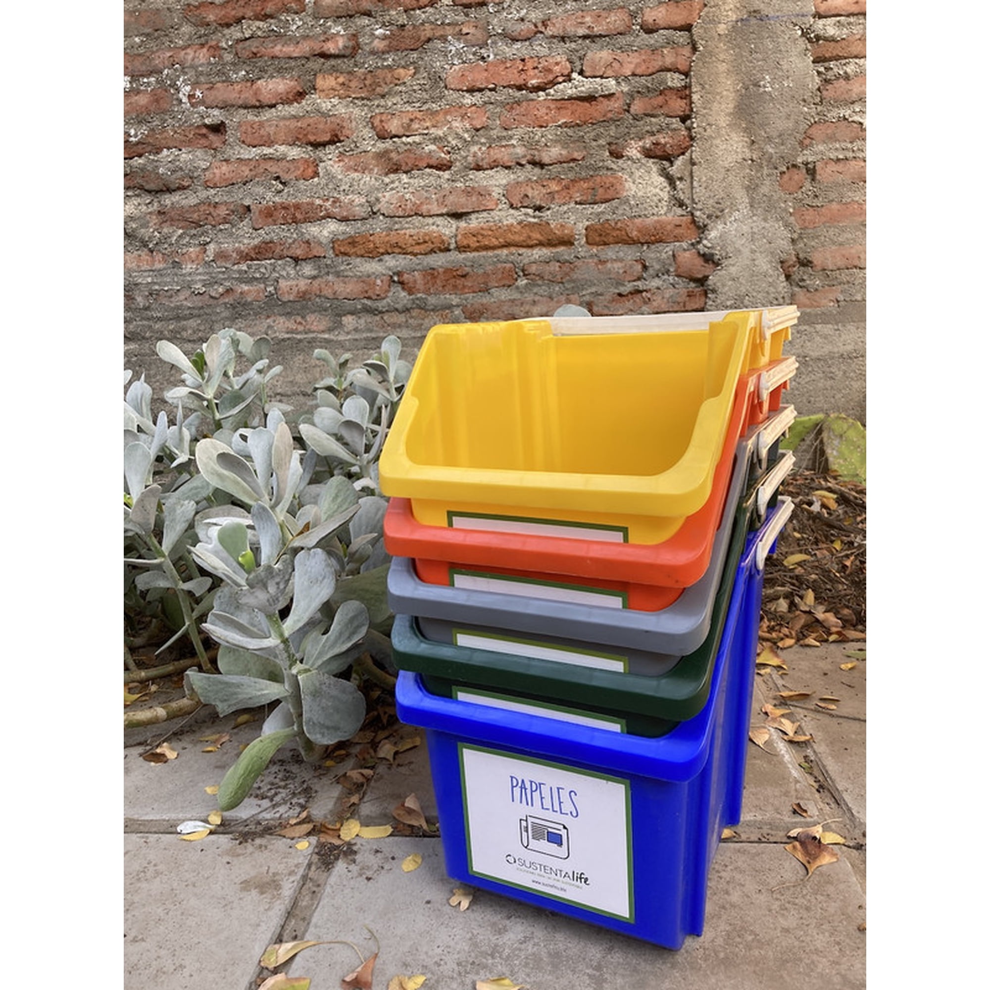 Genérico - Kit 3 Contenedores Reciclaje 23 Lts - Amarillo, Rojo Y Negro