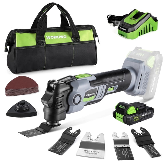 Herramienta oscilante WORKPRO 20 V inalámbrica sin escobillas con accesorios