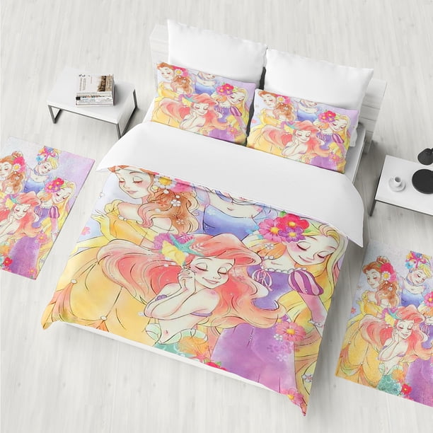 Princess disney Cartoon Duvet Cover Cute Double Printing Home Boy Girl 2/3pcs Children Bedding Custom Made Set