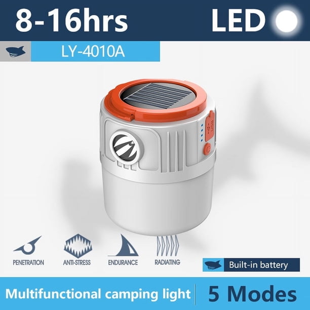 Smiling Shark Rechargeable Hanging Solar Camping Lamp - Perfect for Emergencies, Outdoor Adventures, and Car Repairs - Three Brightness Levels and Lightweight Design