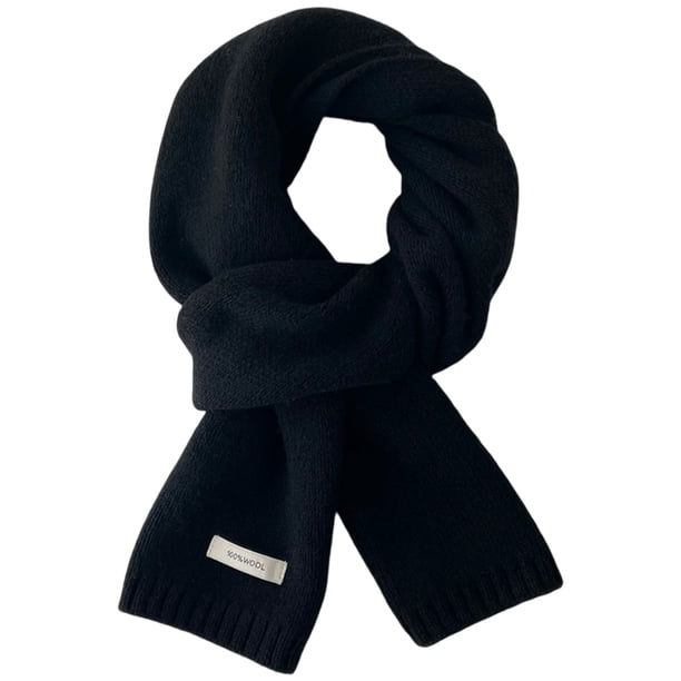 Bufanda de punto de lana de invierno para mujer y hombre, bufanda de cuello de punto de color sólido, pashmina, bufanda de cuello suave y cálida